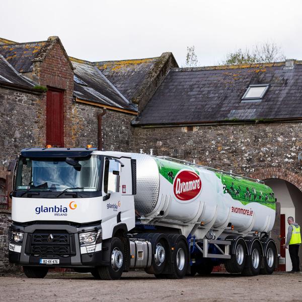 Glanbia Ireland truck collecting milk from a family farm