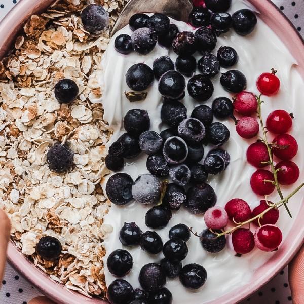 image of oat yoghurt in a bowl with berries